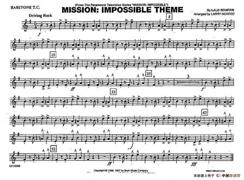 MISSION:IMPOSSIBLE THEME（分谱：上低音号）