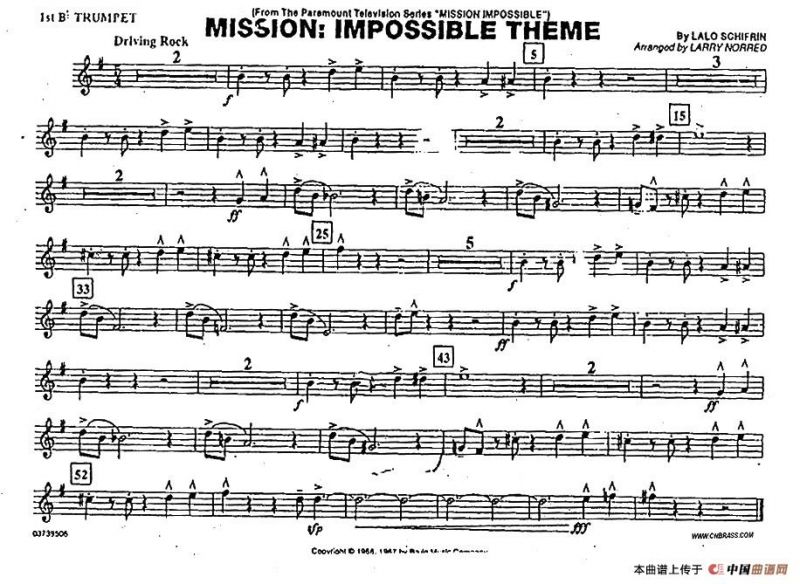 MISSION:IMPOSSIBLE THEME（分谱：第一小号）