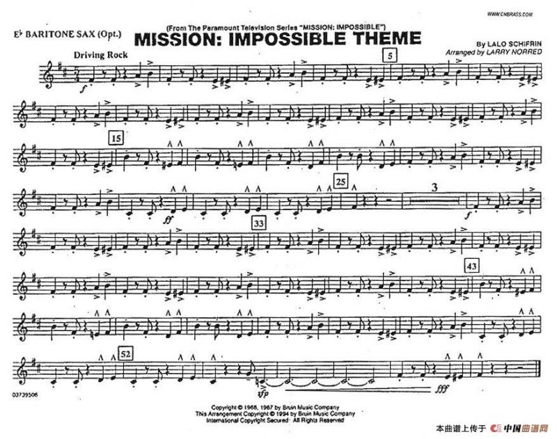 MISSION:IMPOSSIBLE THEME（分谱：上低音萨克斯）