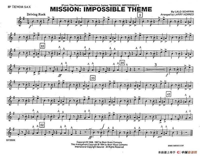MISSION:IMPOSSIBLE THEME（分谱：次中音萨克斯）