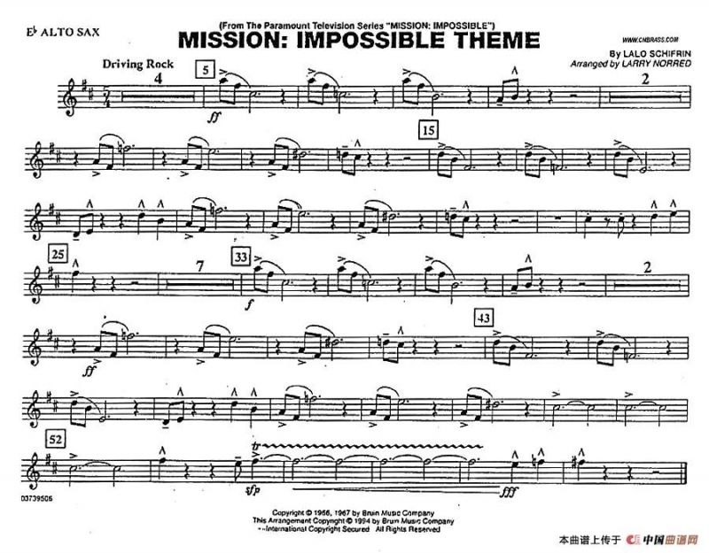 MISSION:IMPOSSIBLE THEME（分谱：中音萨克斯）