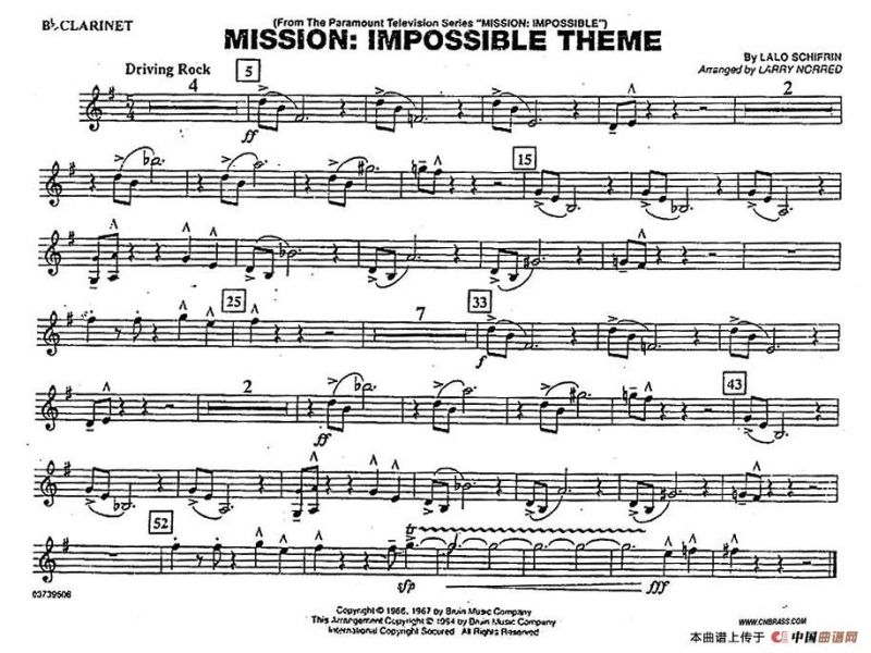 MISSION:IMPOSSIBLE THEME（分谱：单簧管）