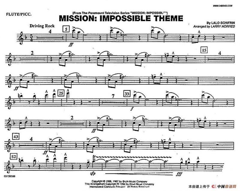 MISSION:IMPOSSIBLE THEME（分谱：长笛/短笛）