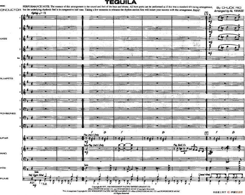 龙舌兰（爵士大乐队总分谱、总政军乐团演奏版）