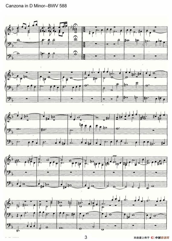 Canzona in D Minor--BWV 588（管风琴谱）