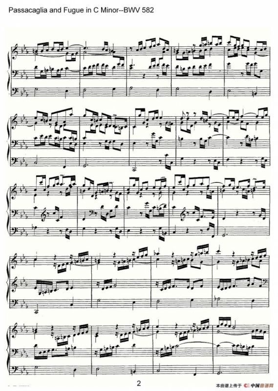 Passacaglia and Fugue in C Minor--BWV 582（管风琴谱）