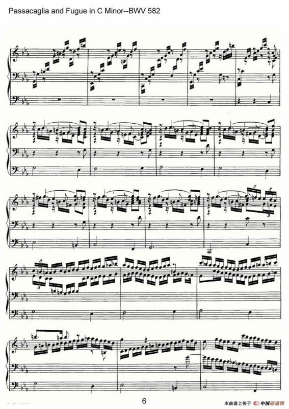 Passacaglia and Fugue in C Minor--BWV 582（管风琴谱）