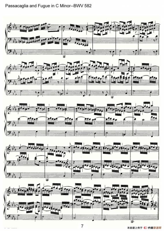 Passacaglia and Fugue in C Minor--BWV 582（管风琴谱）