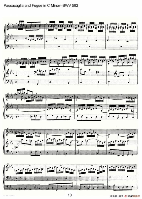 Passacaglia and Fugue in C Minor--BWV 582（管风琴谱）