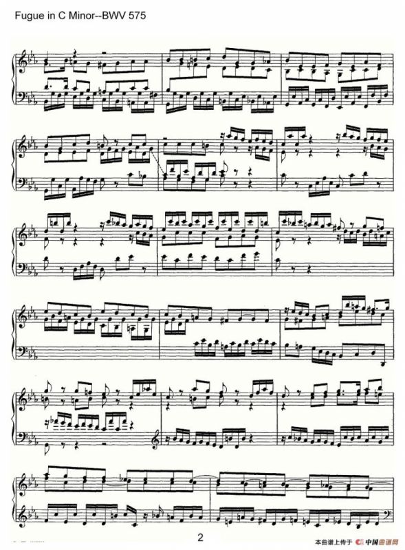 Fugue in C Minor--BWV 575（管风琴谱）