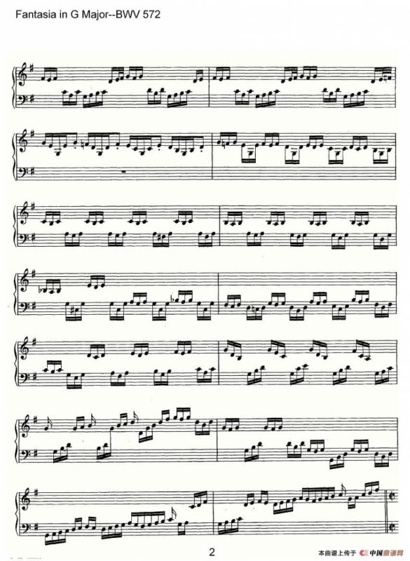 Fantasia in G Major--BWV 572（管风琴谱）