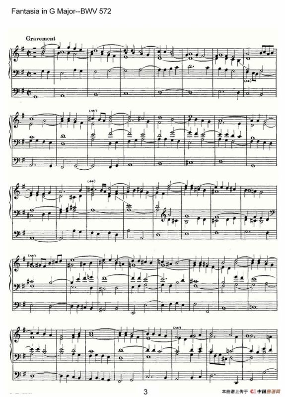 Fantasia in G Major--BWV 572（管风琴谱）