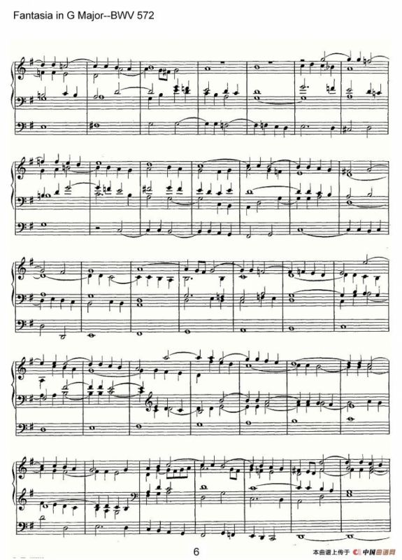 Fantasia in G Major--BWV 572（管风琴谱）