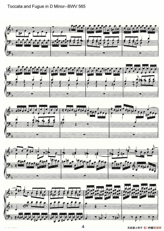 Toccata and Fugue in D Minor--BWV 565（管风琴谱）