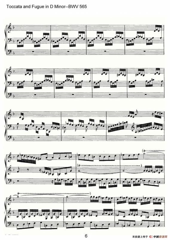 Toccata and Fugue in D Minor--BWV 565（管风琴谱）