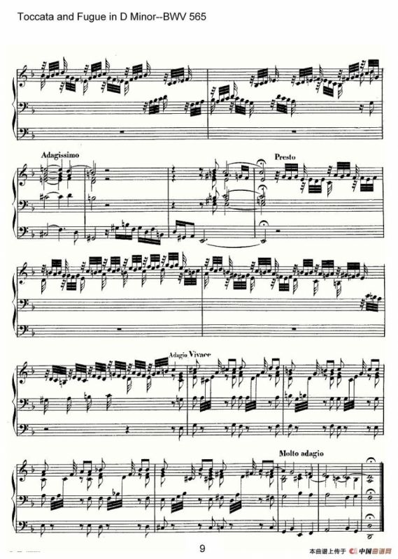 Toccata and Fugue in D Minor--BWV 565（管风琴谱）