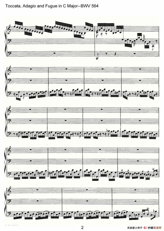 Toccata, Adagio and Fugue in C Major--BWV 564（管风琴谱）