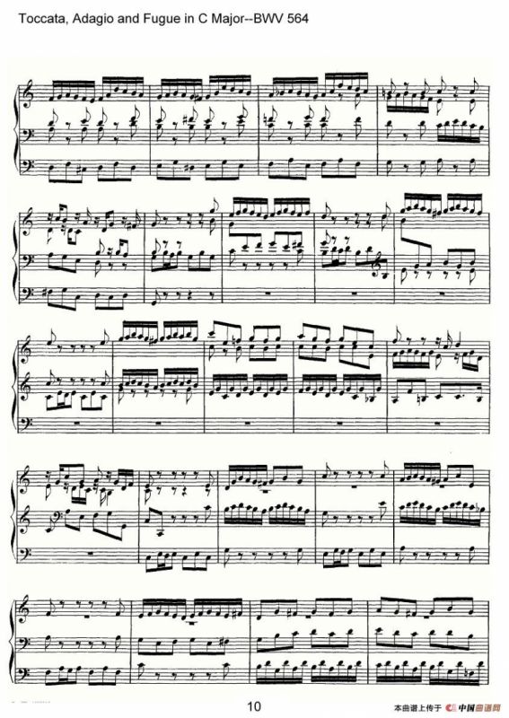 Toccata, Adagio and Fugue in C Major--BWV 564（管风琴谱）