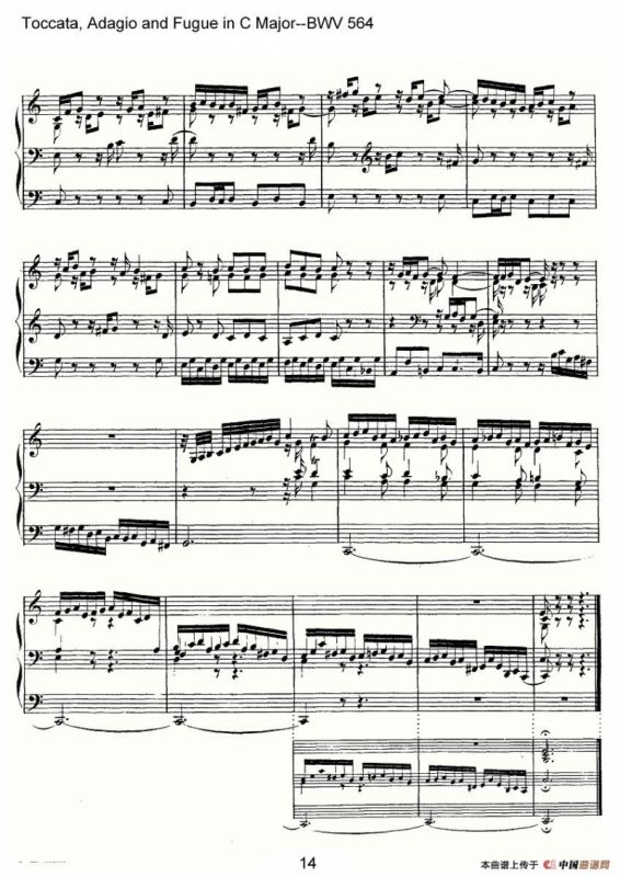 Toccata, Adagio and Fugue in C Major--BWV 564（管风琴谱）