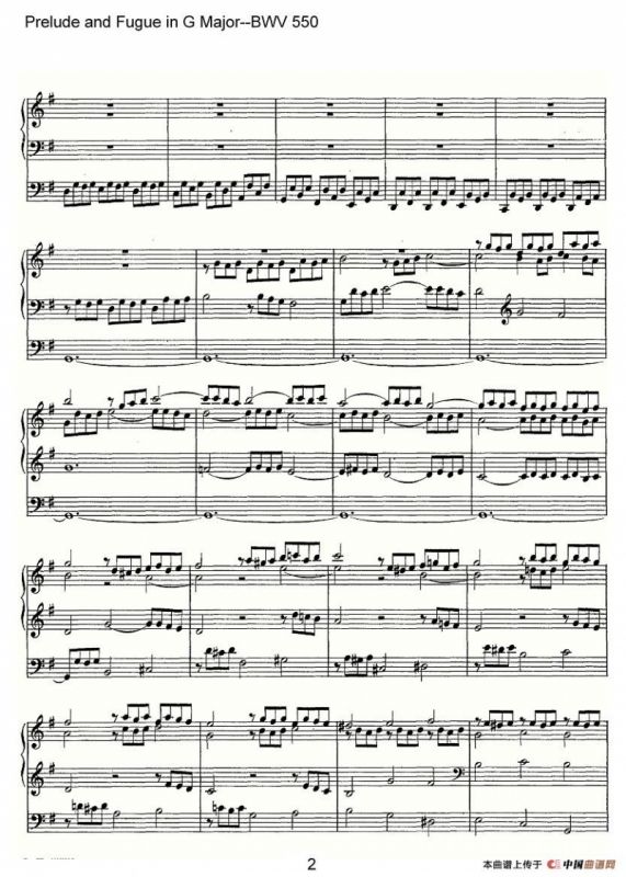 Prelude and Fugue in G Major--BWV 550（管风琴谱）