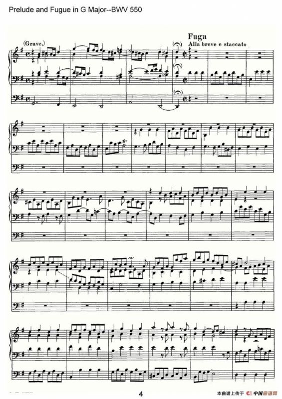 Prelude and Fugue in G Major--BWV 550（管风琴谱）