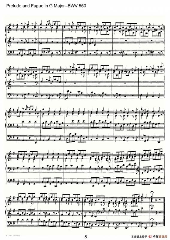 Prelude and Fugue in G Major--BWV 550（管风琴谱）