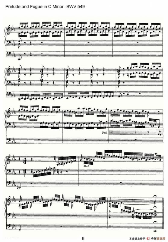 Prelude and Fugue in C Minor--BWV 549（管风琴谱）