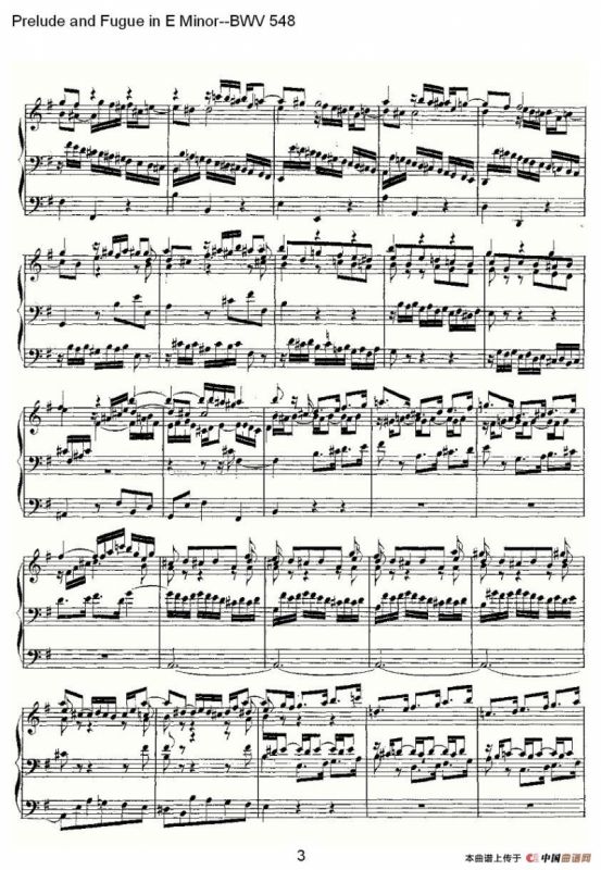Prelude and Fugue in E Minor--BWV 548 （管风琴谱）