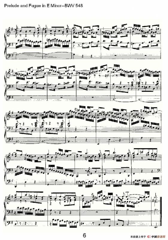 Prelude and Fugue in E Minor--BWV 548 （管风琴谱）