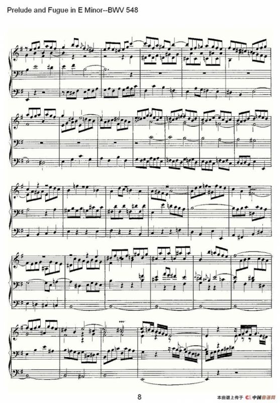 Prelude and Fugue in E Minor--BWV 548 （管风琴谱）