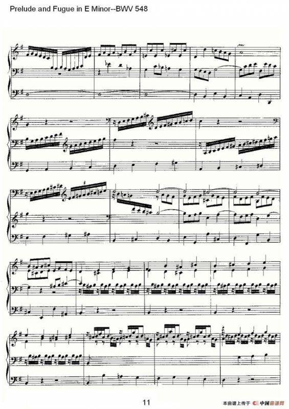 Prelude and Fugue in E Minor--BWV 548 （管风琴谱）