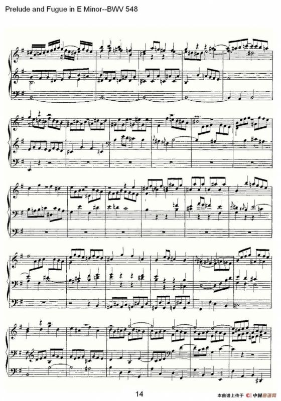 Prelude and Fugue in E Minor--BWV 548 （管风琴谱）