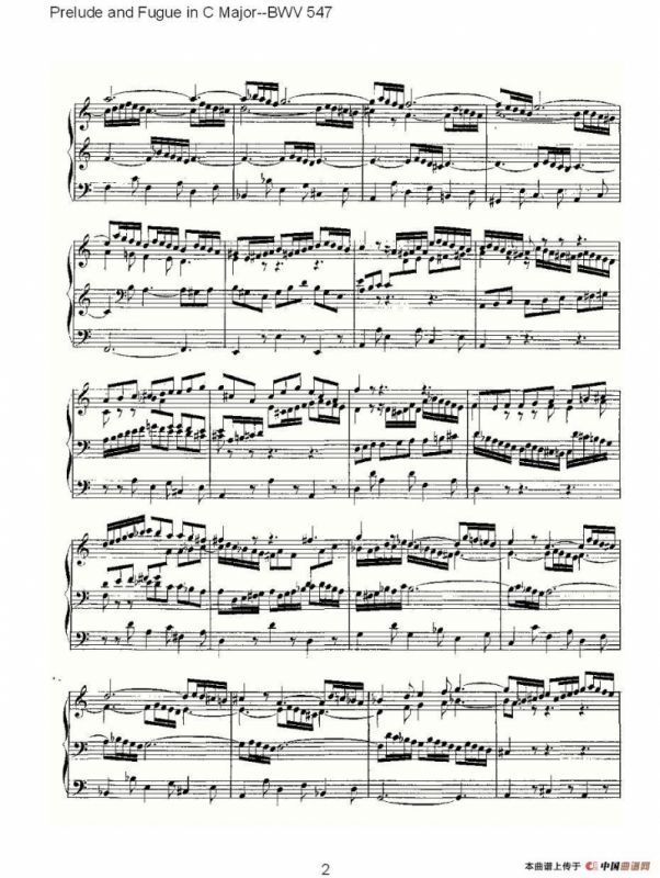 Prelude and Fugue in C Major--BWV 547 （管风琴谱）