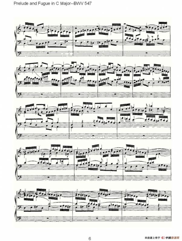 Prelude and Fugue in C Major--BWV 547 （管风琴谱）