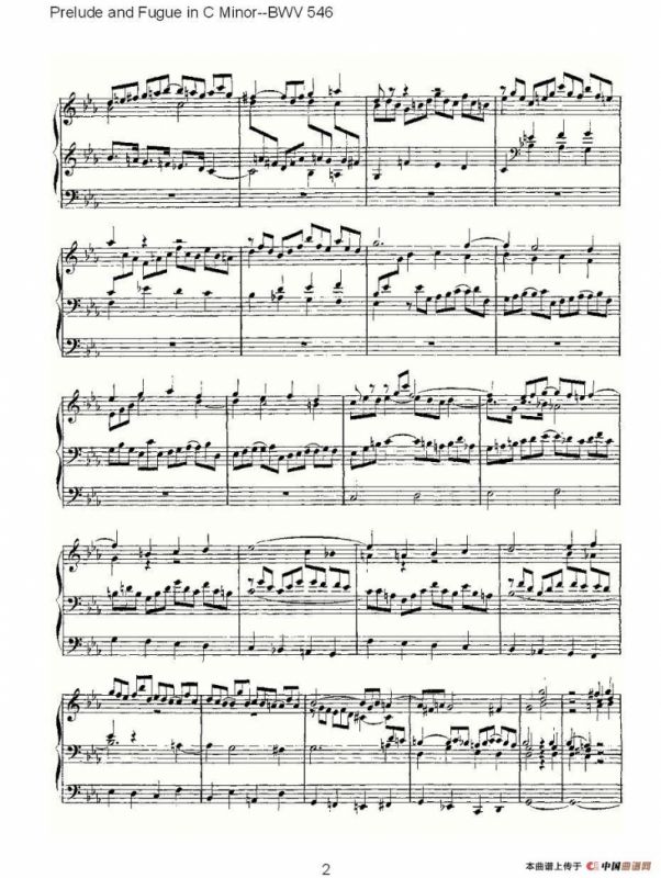 Prelude and Fugue in C Minor--BWV 546 （管风琴谱）
