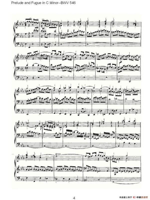 Prelude and Fugue in C Minor--BWV 546 （管风琴谱）