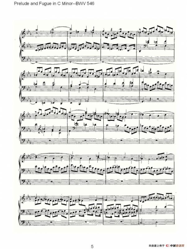 Prelude and Fugue in C Minor--BWV 546 （管风琴谱）