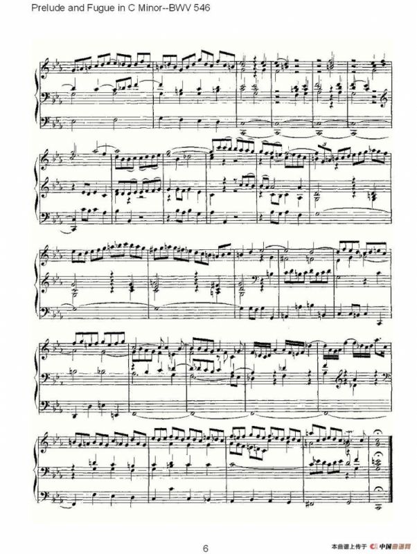 Prelude and Fugue in C Minor--BWV 546 （管风琴谱）