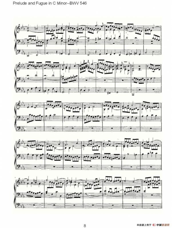 Prelude and Fugue in C Minor--BWV 546 （管风琴谱）