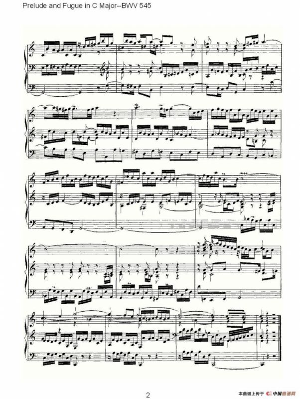 Prelude and Fugue in C Major--BWV 545 （管风琴谱）