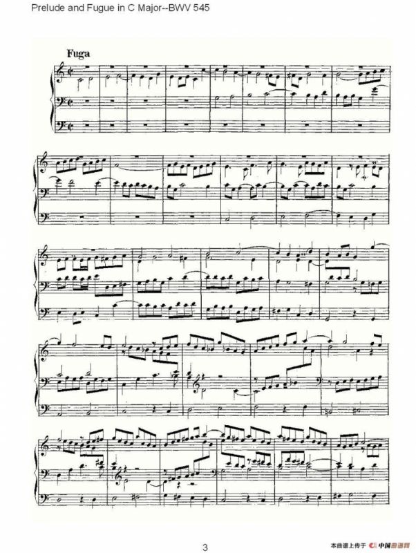 Prelude and Fugue in C Major--BWV 545 （管风琴谱）
