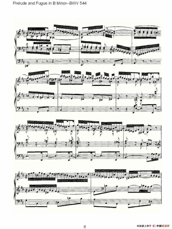 Prelude and Fugue in B Minor--BWV 544 （管风琴谱）