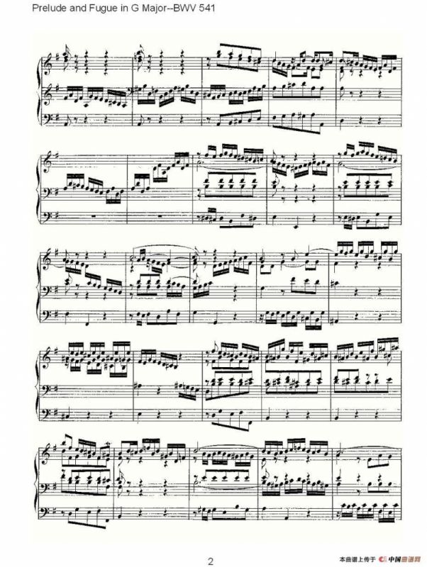 Prelude and Fugue in G Major--BWV 541 （管风琴谱）