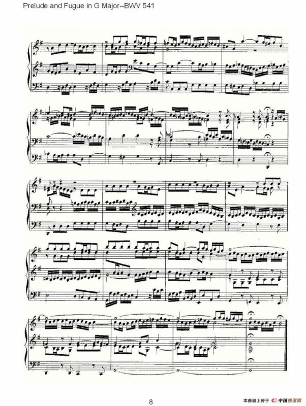 Prelude and Fugue in G Major--BWV 541 （管风琴谱）
