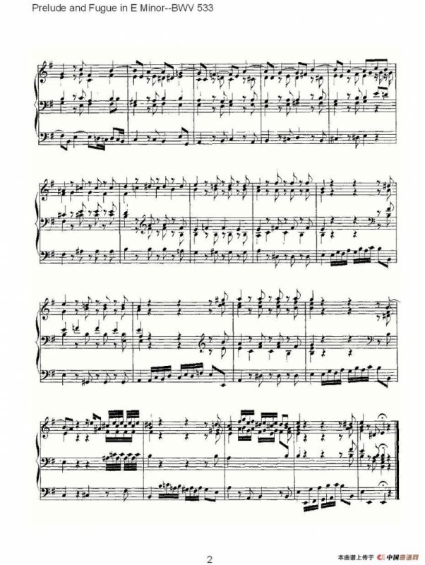 Prelude and Fugue in E Minor--BWV 533 （管风琴谱）
