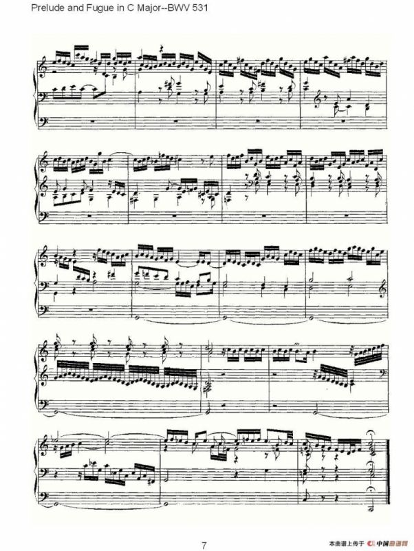 Prelude and Fugue in C Major--BWV 531 （管风琴谱）