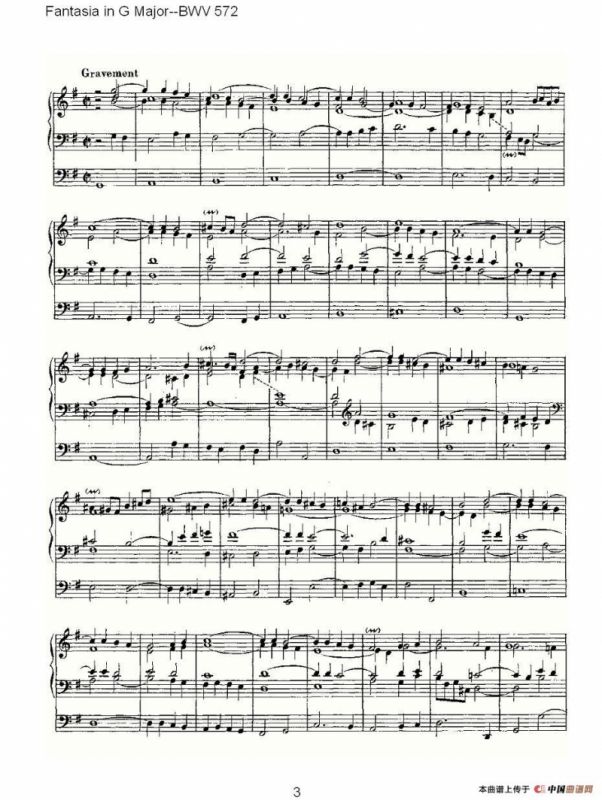 Fantasia in G Major--BWV 572 （管风琴谱）