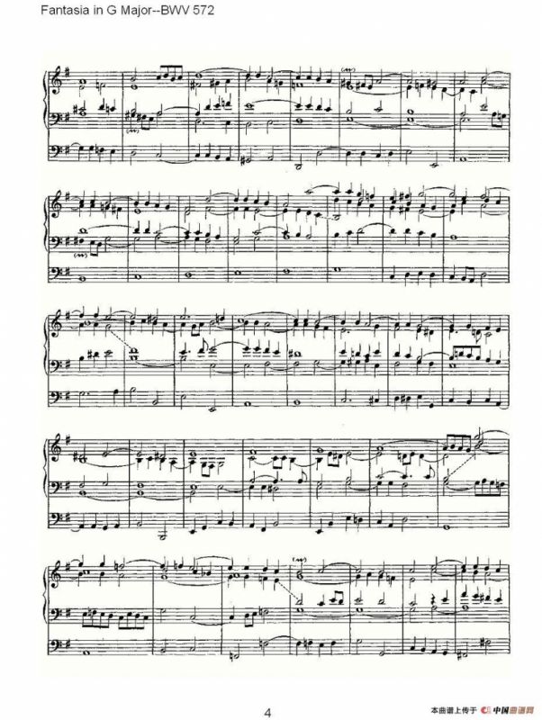 Fantasia in G Major--BWV 572 （管风琴谱）
