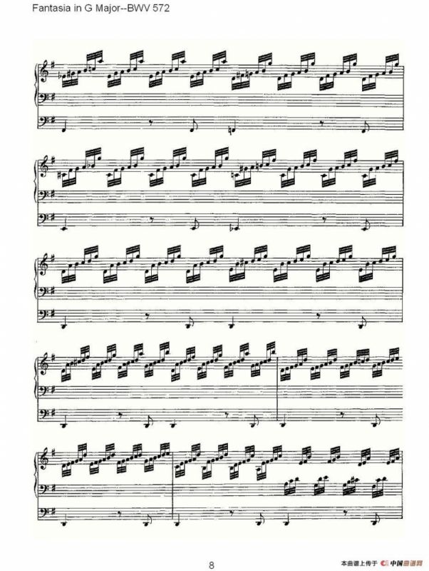 Fantasia in G Major--BWV 572 （管风琴谱）