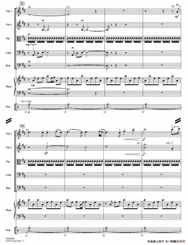 AULD LANG SYNE（友谊地久天长）（小型乐队谱）